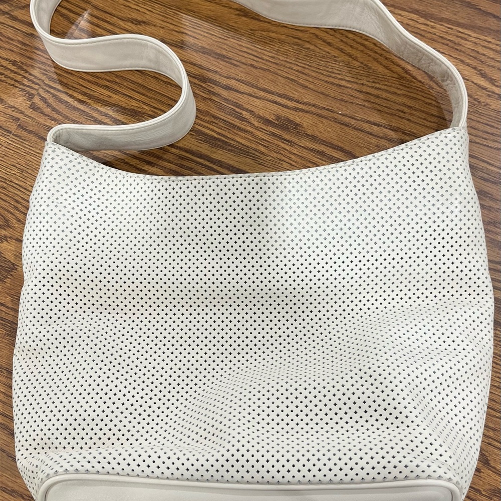 Tignanello Off White Perforated Vintage Shoulder Bag